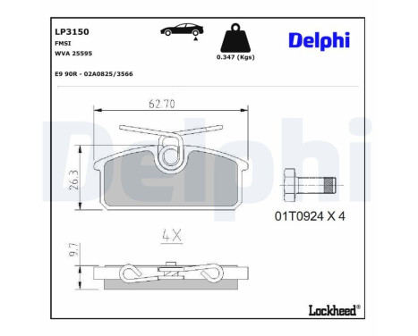 Brake Pad Set, disc brake LP3150 Delphi