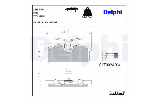 Brake Pad Set, disc brake LP3150 Delphi