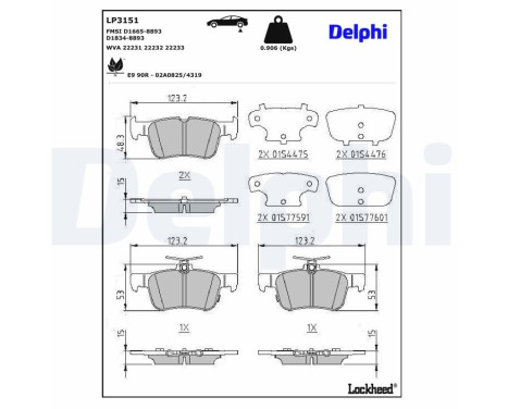 Brake Pad Set, disc brake LP3151 Delphi, Image 3