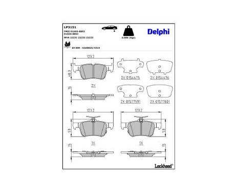 Brake Pad Set, disc brake LP3151 Delphi, Image 3