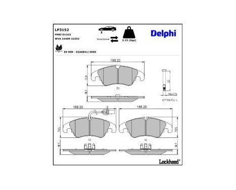 Brake Pad Set, disc brake LP3152 Delphi, Image 4