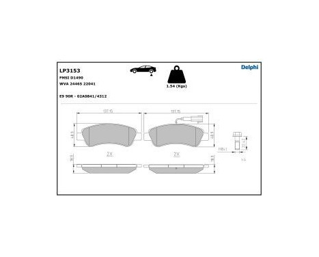 Brake Pad Set, disc brake LP3153 Delphi, Image 5