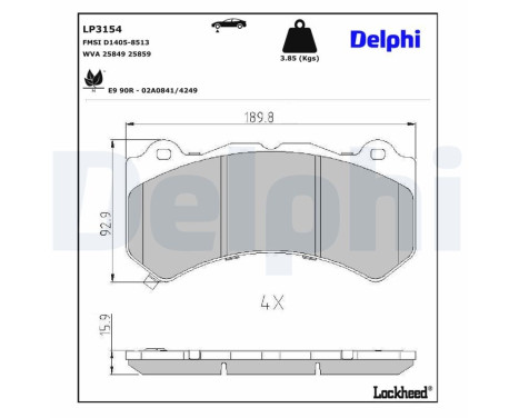 Brake Pad Set, disc brake LP3154 Delphi