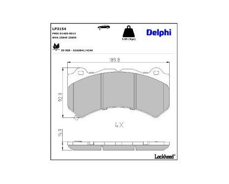 Brake Pad Set, disc brake LP3154 Delphi