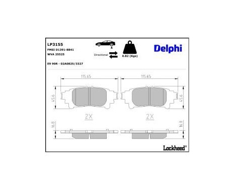 Brake Pad Set, disc brake LP3155 Delphi