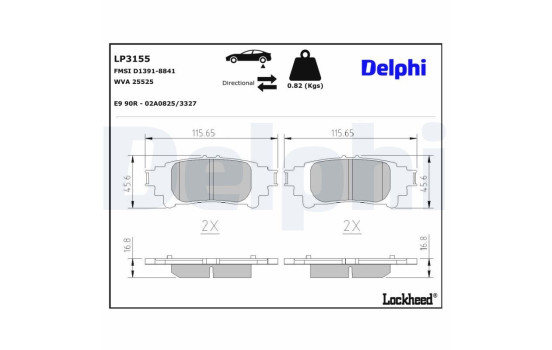 Brake Pad Set, disc brake LP3155 Delphi