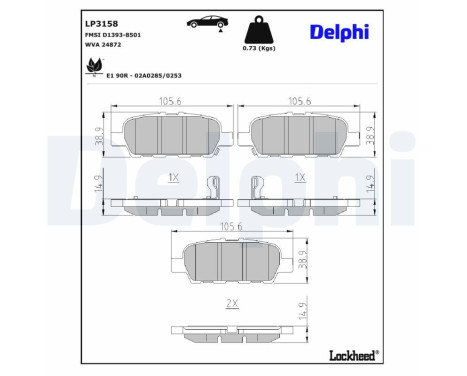 Brake Pad Set, disc brake LP3158 Delphi, Image 3