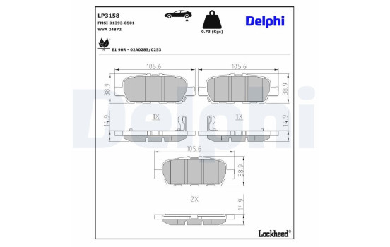 Brake Pad Set, disc brake LP3158 Delphi, Image 3