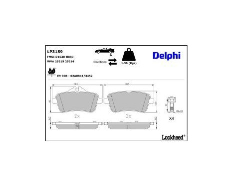 Brake Pad Set, disc brake LP3159 Delphi