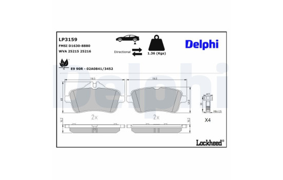 Brake Pad Set, disc brake LP3159 Delphi