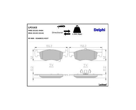 Brake Pad Set, disc brake LP3163 Delphi, Image 3