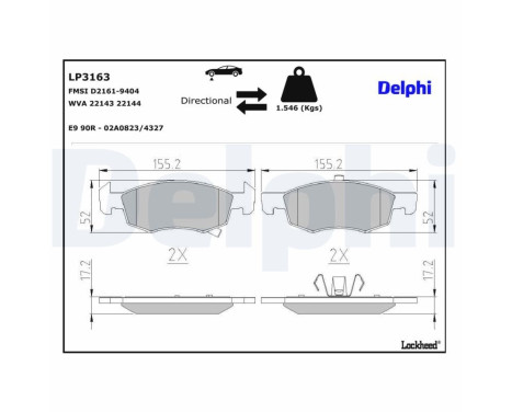 Brake Pad Set, disc brake LP3163 Delphi, Image 3