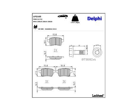 Brake Pad Set, disc brake LP3165 Delphi, Image 3