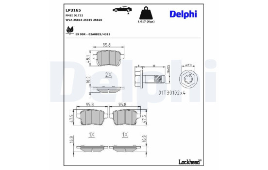 Brake Pad Set, disc brake LP3165 Delphi, Image 3
