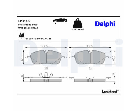 Brake Pad Set, disc brake LP3166 Delphi, Image 3