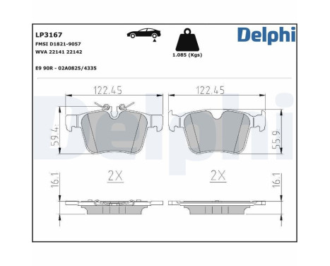 Brake Pad Set, disc brake LP3167 Delphi, Image 2