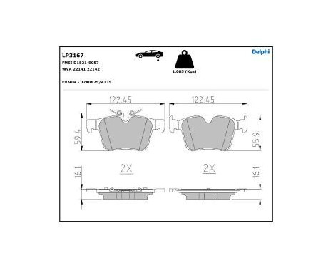 Brake Pad Set, disc brake LP3167 Delphi, Image 3