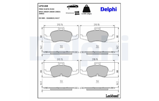 Brake Pad Set, disc brake LP3168 Delphi