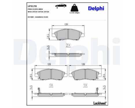 Brake Pad Set, disc brake LP3170 Delphi