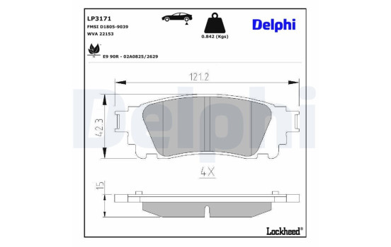 Brake Pad Set, disc brake LP3171 Delphi
