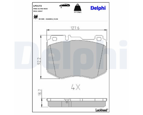 Brake Pad Set, disc brake LP3172 Delphi