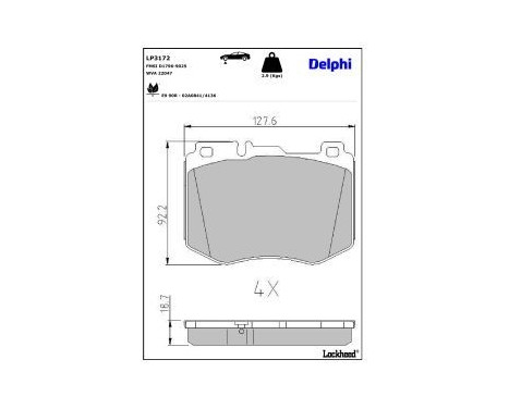 Brake Pad Set, disc brake LP3172 Delphi, Image 3