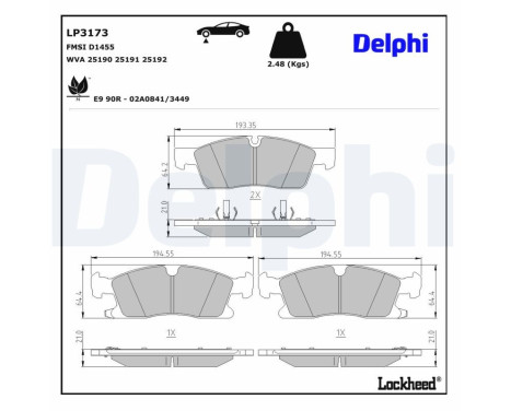 Brake Pad Set, disc brake LP3173 Delphi