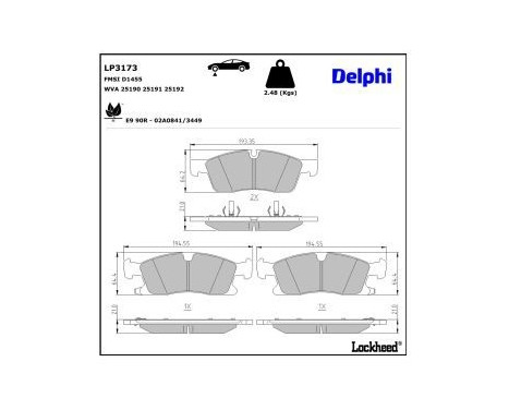 Brake Pad Set, disc brake LP3173 Delphi