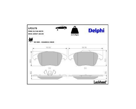 Brake Pad Set, disc brake LP3175 Delphi, Image 3