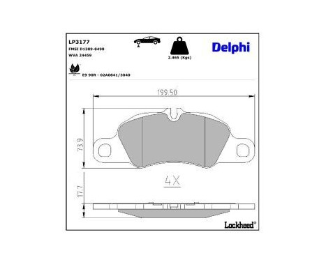 Brake pad set, disc brake LP3177 Delphi