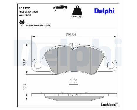 Brake pad set, disc brake LP3177 Delphi