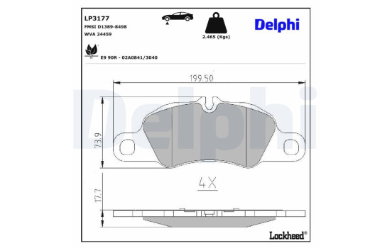 Brake pad set, disc brake LP3177 Delphi