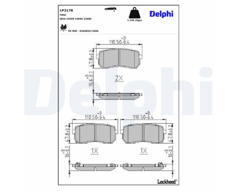 Brake Pad Set, disc brake LP3178 Delphi