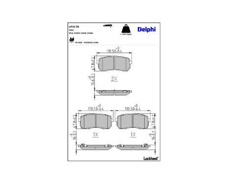 Brake Pad Set, disc brake LP3178 Delphi