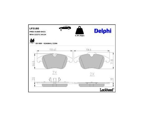 Brake Pad Set, disc brake LP3180 Delphi, Image 3