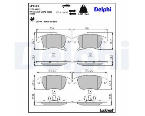 Brake Pad Set, disc brake LP3181 Delphi, Image 3