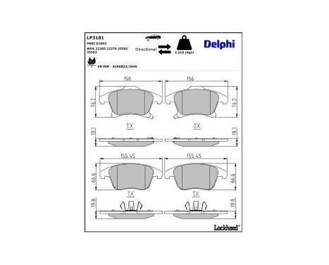 Brake Pad Set, disc brake LP3181 Delphi, Image 3