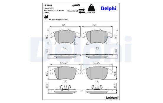 Brake Pad Set, disc brake LP3181 Delphi, Image 3