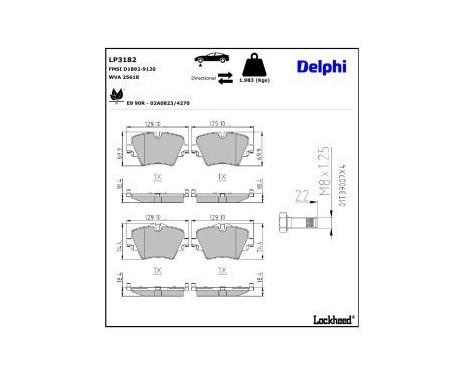 Brake Pad Set, disc brake LP3182 Delphi, Image 3