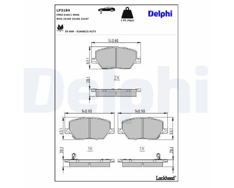 Brake Pad Set, disc brake LP3184 Delphi, Image 3