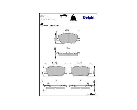 Brake Pad Set, disc brake LP3184 Delphi, Image 3