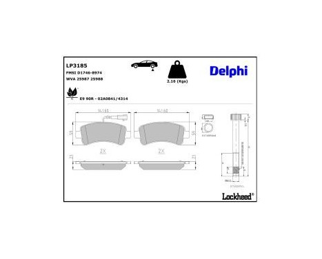Brake Pad Set, disc brake LP3185 Delphi
