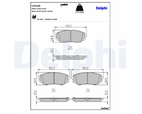 Brake Pad Set, disc brake LP3186 Delphi