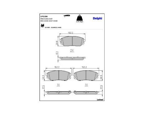 Brake Pad Set, disc brake LP3186 Delphi, Image 3