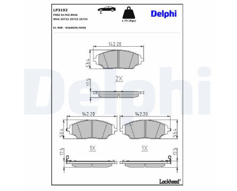 Brake Pad Set, disc brake LP3192 Delphi
