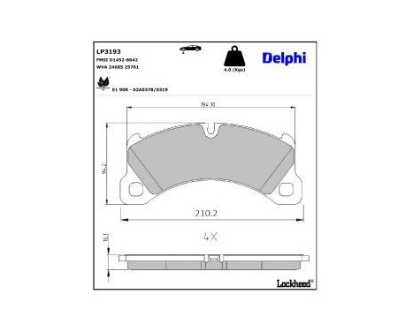 Brake Pad Set, disc brake LP3193 Delphi