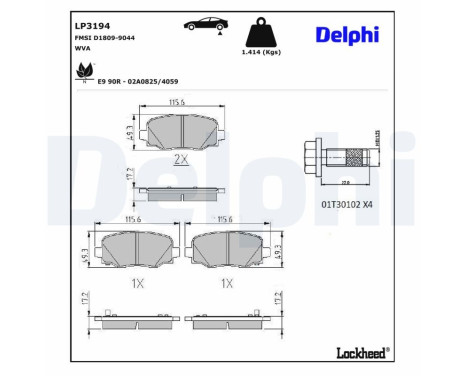 Brake Pad Set, disc brake LP3194 Delphi