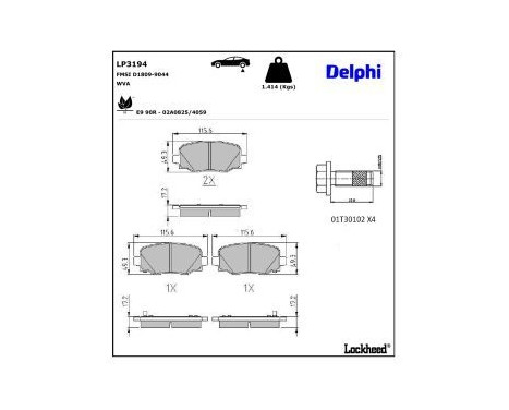 Brake Pad Set, disc brake LP3194 Delphi, Image 3