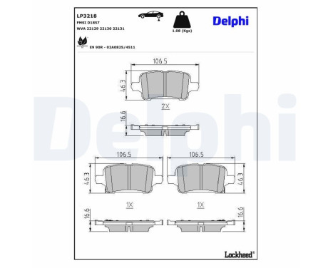 Brake Pad Set, disc brake LP3218 Delphi