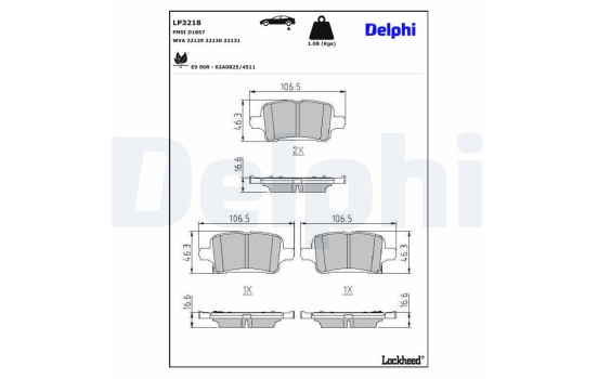 Brake Pad Set, disc brake LP3218 Delphi, Image 4
